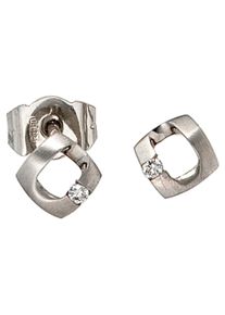 Jobo Damen Paar Ohrstecker, SI = kleine Einschlüsse, Platin 950-Diamanten, grau, Platin 950, Diamanten, Ohrringe, 950 Platin mit 2 Diamanten