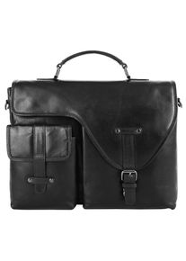 XZONE X-ZONE Damen Aktentasche, schwarz, Leder, unifarben, leicht glänzend, Taschen, echt Leder