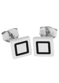 Firetti Damen Paar Ohrstecker "Schmuck Geschenk Ohrschmuck Quadrat", Edelstahl, schwarz, Edelstahl, Ohrringe, Made in Germany