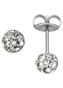 Jobo Damen Paar Ohrstecker, Edelstahl, silber, Edelstahl, Ohrringe, Edelstahl mit Kristallsteinen