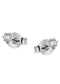 Firetti Damen Paar Ohrstecker "Schmuck Geschenk Gold 375 Ohrschmuck Solitär", 0,1 ct P2 = erkennbare Einschlüsse, Weißgold 375-Diamanten, silber,