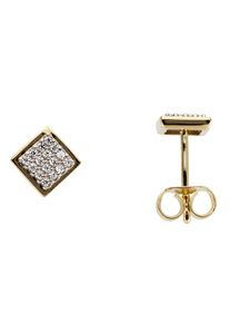 Firetti Damen Paar Ohrstecker "Schmuck Geschenk Gold 585 Ohrschmuck Quadrat", 0,11 ct P2 = erkennbare Einschlüsse, Gelbgold 585-Diamanten, weiß,