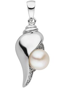 Jobo Damen Ketten-Anhänger "Anhänger Muschel", Silber 925 (Sterlingsilber)-Perlen, silber, Silber 925 (Sterlingsilber), Perlen, Schmuckanhänger, 925
