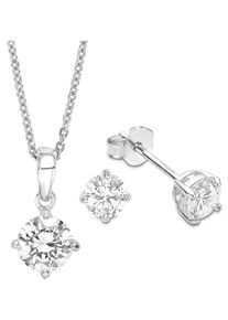 Amor Damen Schmuckset "9964963, 9964888 Halskette und Ohrringe", silber, Silber 925 (Sterlingsilber), Schmuck-Sets, mit Zirkonia (synth.)