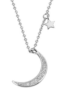 Firetti Damen Kette mit Anhänger "Schmuck Geschenk Silber 925 Halsschmuck Halskette Ankerkette Mond", Silber 925 (Sterlingsilber), L: 45cm, bunt,