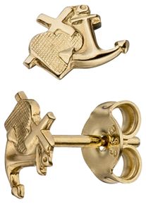 Jobo Damen Paar Ohrstecker "Glaube Liebe Hoffnung", Gelbgold 333, gold, Gelbgold 333, Ohrringe, 333 Gold