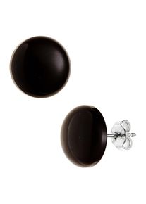 Jobo Damen Paar Ohrstecker, Silber 925 (Sterlingsilber), silber, Silber 925 (Sterlingsilber), Ohrringe, rund 925 Silber mit Onyx