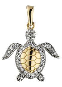 Jobo Damen Ketten-Anhänger "Anhänger Schildkröte", Gelbgold 333, gold, Gelbgold 333, Schmuckanhänger, 333 Gold bicolor mit 38 Zirkonia