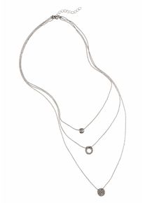 Firetti Damen Kette mit Anhänger "Layering Kette mit 3 runden Anhängern", Metall, L: 45cm-50,5cm-56cm, silber, Metall, Halsketten, mit Glasstein