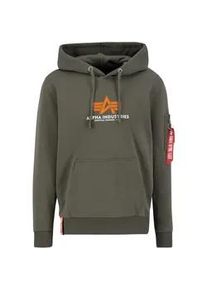 Hoodie Alpha Industries "Alpha Industries Men - Hoodies Basic Rubber" Gr. L, grün (schwarz olive) Herren Sweatshirts