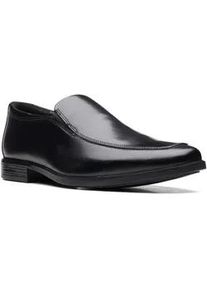 Slipper Clarks "Howard Edge" Gr. 46, schwarz (schwarz leather) Herren Schuhe Business Schuh, Halbschuh, Anzugschuh mit Stretcheinsätze