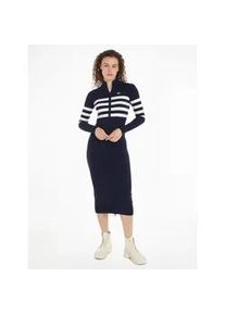 Sweatkleid Tommy Jeans "TJW STRIPE MIDI SWEATER DRESS" Gr. L (40), N-Gr, blau (schwarz night navy) Damen Kleider mit Streifendesign