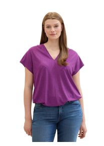 Tom Tailor Große Größen Shirt im Ajourmuster, mit elastischem Bund Gr. 48 lila für Damen