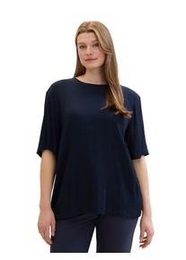 Tom Tailor Große Größen Gecrinkelte Tunika mit Schlüsselloch-Ausschnitt hinten Gr. 48 blau für Damen