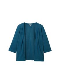 Tom Tailor Große Größen Verschlussloser Cardigan in Streifen-Struktur Gr. 44 blau gestreift für Damen