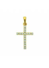 Kette ohne Anhänger ADELIA ́S "333 Gold Kreuz mit Zirkonia" Halsketten Gr. Gelbgold 333, goldfarben (gold) Damen Schmuckset - Set mit Halskette