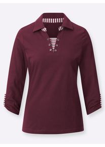 sheego Große Größen 3/4-Arm-Shirt in 2-in-1-Optik, bordeaux, Größe 54 - Damen