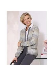 Classic Dog Cardigan CLASSIC Gr. 44, grau (hellgrau-beige-gemustert) Damen Strickjacken