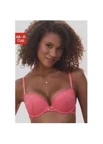 Push-up-BH Vivance Gr. 85, Cup B, orange (koralle) Damen BHs rundherum mit floraler Spitze, Dessous