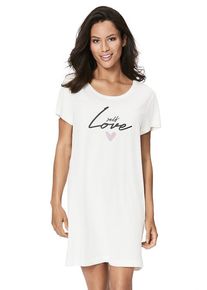s.Oliver Sleepshirt schwarz Gr. 32/34 für Damen. Rundhals und Allover-Druck, Print. Nachhaltig.