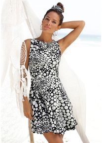 Beach Time BEACHTIME Strandkleid mehrfarbig Gr. 34 für Damen. Rundhals und Allover-Druck. Figurumspielend. Nachhaltig.