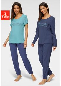 Vivance Dreams Pyjama mehrfarbig Gr. 32/34 für Damen. Mit Rundhals. Basic. Nachhaltig.