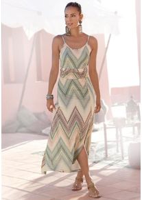 Lascana Midikleid mehrfarbig Gr. 34 für Damen. Rundhals und Allover-Druck. Figurbetont. Nachhaltig.