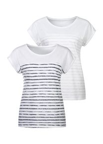 Beach Time BEACHTIME T-Shirt 'mit Streifendesign' mehrfarbig Gr. 32/34 für Damen. Mit Rundhals. Bequem. Nachhaltig.