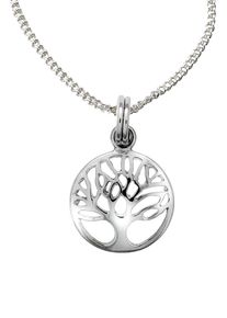 Firetti Damen Kette mit Anhänger "Schmuck Geschenk Silber 925 Halsschmuck Halskette Panzerkette Baum", Silber 925 (Sterlingsilber), L: 45cm, silber,