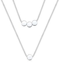 Elli Damen Gliederkette "Layer 2-lagig mit Kreisen 925 Silber", 42, ohne Stein, Silber 925 (Sterlingsilber), L: 42cm, silber, Silber 925