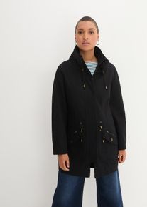 bonprix Baumwoll-Kurzparka mit Stehkragen talliert, schwarz, Gr.38, Vielseitig kombinierbare sportliche Jacke mit Taschen aus Baumwolle, aus 100% Baumwolle