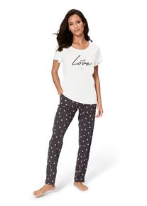 s.Oliver Pyjama mehrfarbig Gr. 32/34 für Damen. Rundhals und Print, Allover-Druck. Lässig Geschnitten. Nachhaltig.