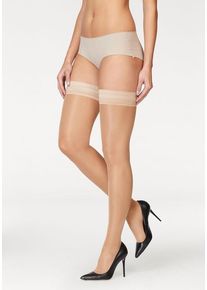 Lascana Halterlose Feinstrümpfe beige Gr. 48/50 für Damen. Mit Spitze. Elastisch