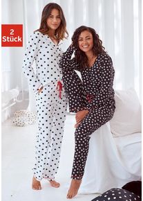 Vivance Dreams Pyjama mehrfarbig Gr. 32/34 für Damen. Mit V-Ausschnitt. Bequem. Nachhaltig.