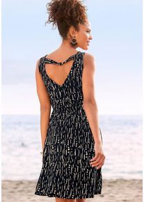 s.Oliver Druckkleid mehrfarbig Gr. 34 für Damen. Tiefer V-Ausschnitt und Quasten. Figurumspielend. Nachhaltig.