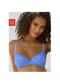 Bügel-BH Lascana "Marla" Gr. 90, Cup E, blau Damen BHs aus extravaganter Spitze, Dessous