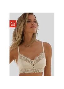 Bralette-BH Lascana "Alana" Gr. 70, Cup C, beige (champagne) Damen BHs ohne Bügel aus edler Qualität mit hohem Seidenanteil, Dessous