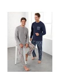 wäschepur Schlafanzug WÄSCHEPUR Gr. 48/50, blau (marine + grau) Herren Homewear-Sets