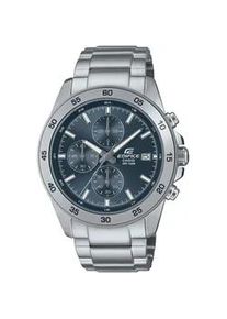 Chronograph Casio EDIFICE Armbanduhren silberfarben (edelstahlfarben, blau) Herren Quarzuhr, Armbanduhr, Herrenuhr, bis 10 bar wasserdicht, Stoppfunktion