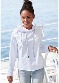 ELBSAND Kapuzensweatshirt 'Elgin' weiß Gr. L (40) für Damen. Mit Logostickerei. Figurumspielend. Nachhaltig.