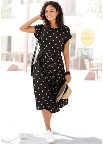 Lascana Midikleid mehrfarbig Gr. 34 für Damen. Rundhals und Allover-Druck. Figurumspielend