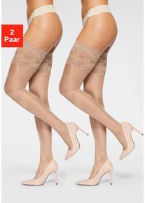 Vivance Halterlose Feinstrümpfe perle Gr. 2 für Damen. Mit Spitze. Normal