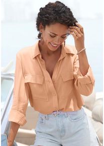 Vivance Hemdbluse peach Gr. 42 für Damen. Mit V-Ausschnitt. Figurumspielend. Nachhaltig.