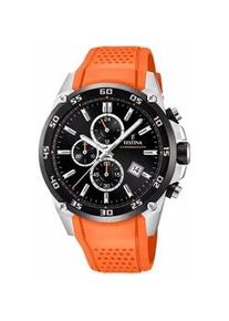 Chronograph Festina "F20330/4" Armbanduhren orange Herren Armbanduhr, Quarzuhr, Herrenuhr, Stoppfunktion, bis 10 bar wasserd.