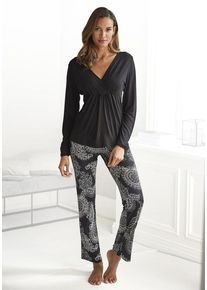 Vivance Dreams Pyjama mehrfarbig Gr. 32/34 für Damen. Tiefer V-Ausschnitt und Allover-Druck. Basic