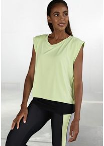 active by Lascana LASCANA ACTIVE 2-in-1-Shirt matcha Gr. XS (32/34) für Damen. Rundhals und Logodruck. Bequem