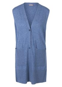 include - Long-Strickweste aus Schurwolle und Kaschmir, blau, Gr. 36 / S - Schurwolle