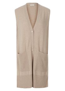 include - Long-Strickweste aus Schurwolle und Kaschmir, beige, Gr. 36 / S - Schurwolle