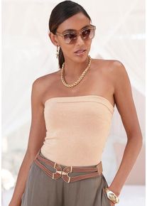 Lascana Bandeautop goldfarben Gr. 32/34 für Damen. Mit ohne Ausschnitt. Figurbetont