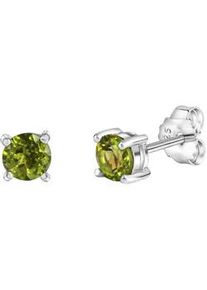 Paar Ohrstecker Vivance "925-Sterling Silber rhodiniert Peridot" Ohrringe Gr. ONE-SIZE, Silber 925 (Sterlingsilber), weiß (weiß, grün) Damen